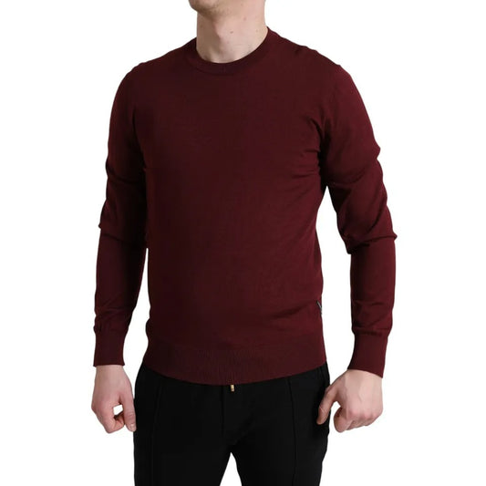 Dolce &amp; Gabbana Bordeaux wool-knit round-neck sweater