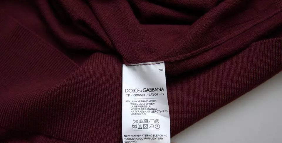 Dolce &amp; Gabbana Bordeaux villaneulottu pyöreäpääntiepusero