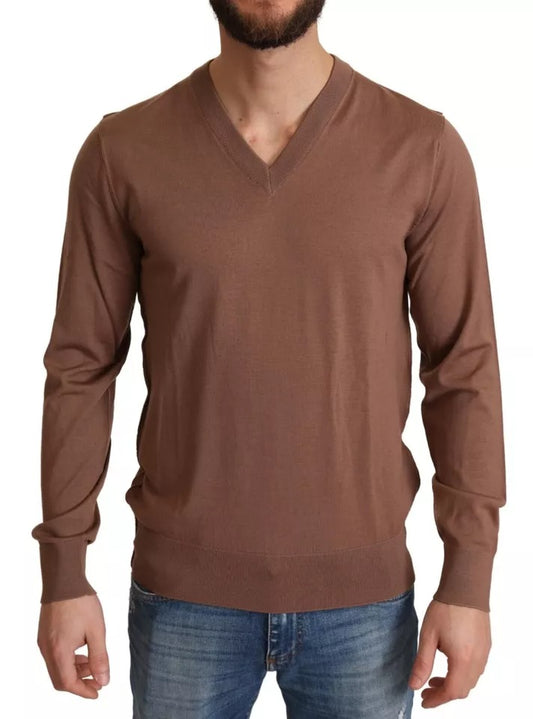 Dolce &amp; Gabbana Brown Silk Cashmere Sweater