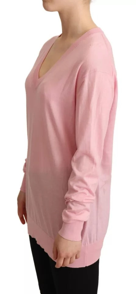 Dolce &amp; Gabbana Pink V-Neck Women's Cashmere Sweater