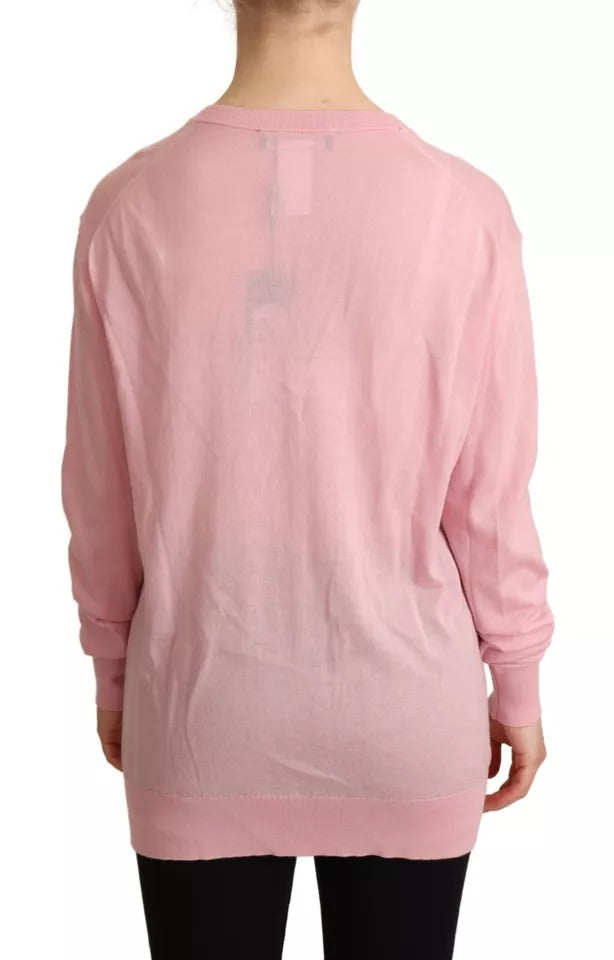 Dolce &amp; Gabbana Pink V-Neck Women's Cashmere Sweater