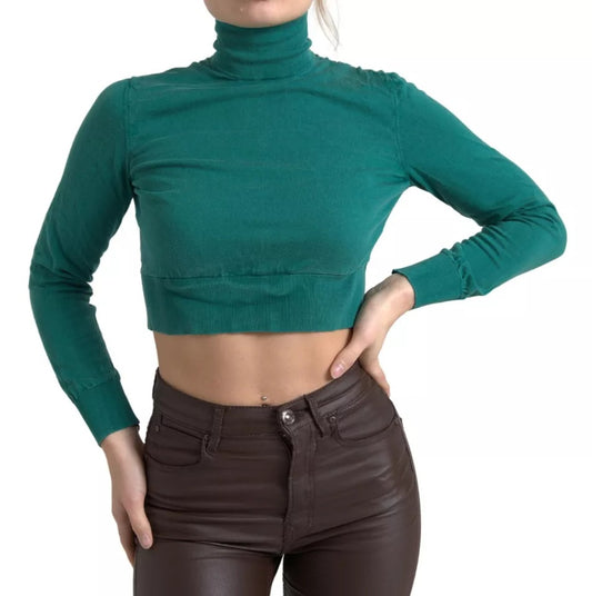 Dolce & Gabbana Dunkelgrüner Rollkragenpullover mit Cropped Pullover