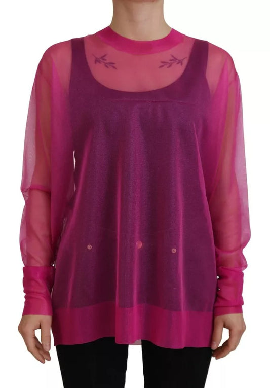 Dolce & Gabbana Fuchsia Polyester Pullover mit Rundhalsausschnitt