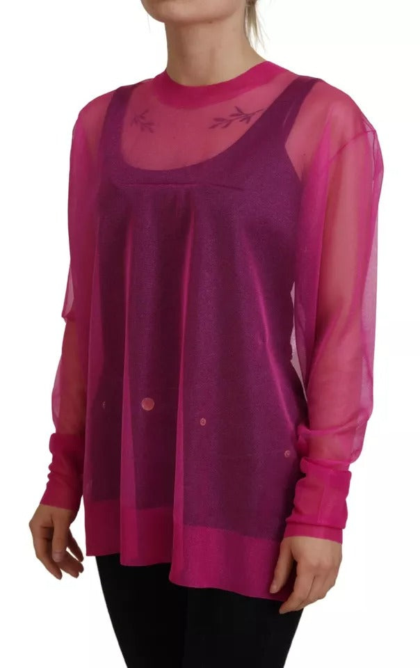 Dolce &amp; Gabbana Fuchsia Polyester Crew Neck Sweater