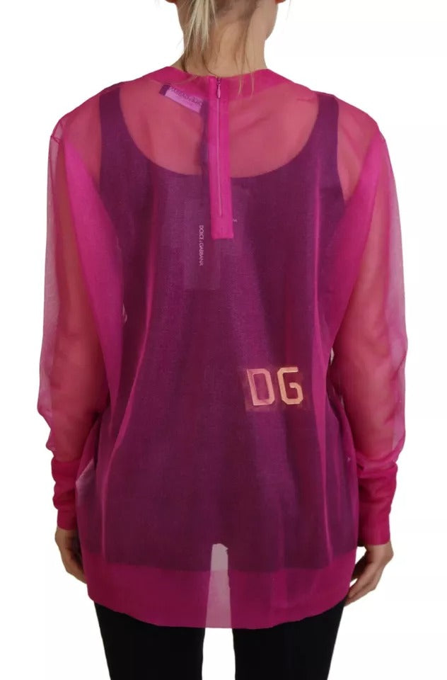 Dolce &amp; Gabbana Fuchsia Polyester Crew Neck Sweater