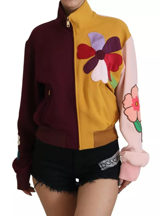 Dolce & Gabbana Multicolor Floral Viscose Full Zip Pullover