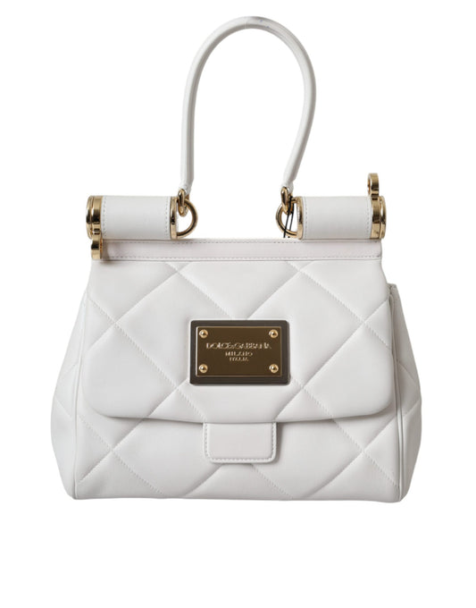 Dolce &amp; Gabbana White Calfskin 90's SICILY Shoulder Bag