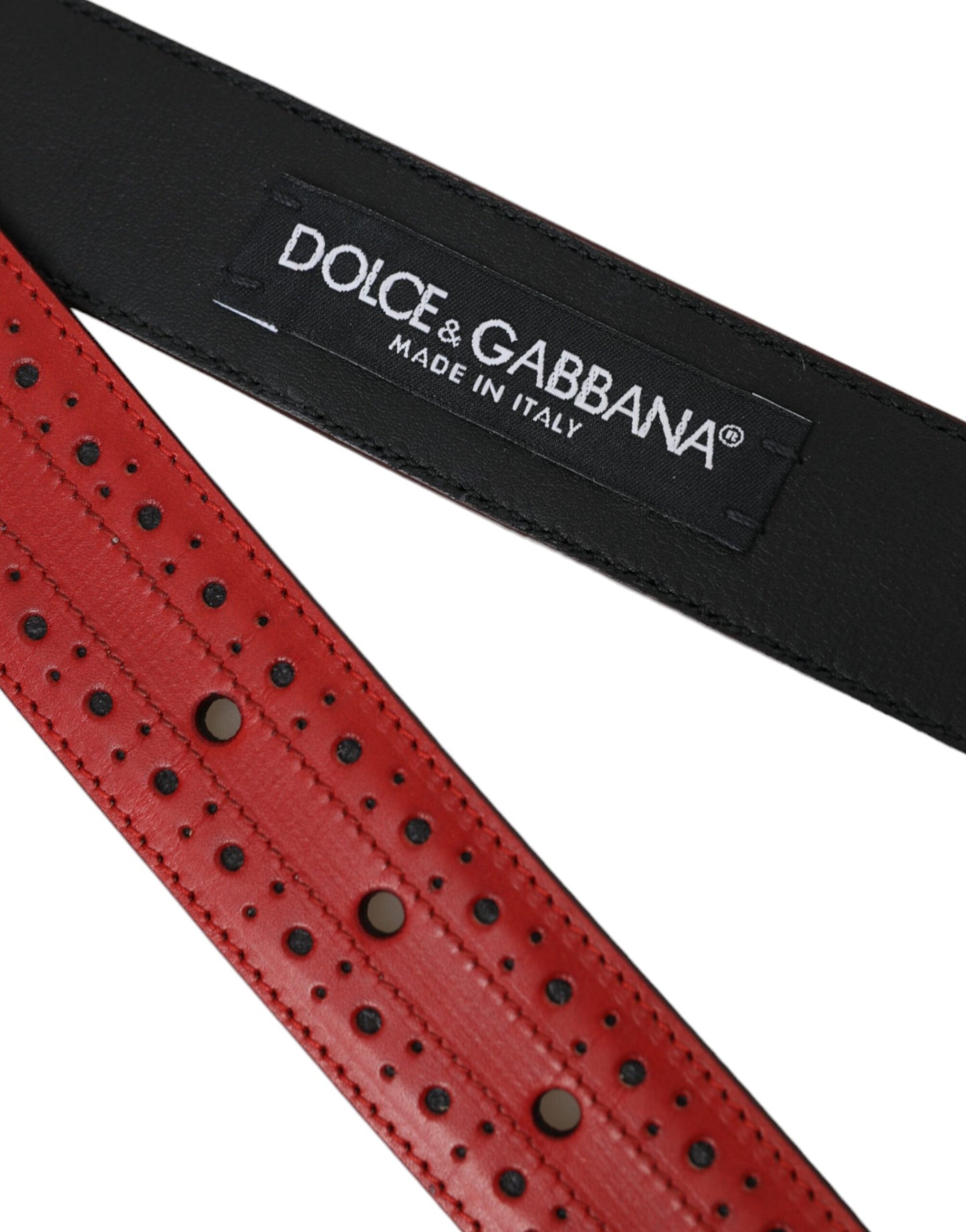 Dolce & Gabbana Rotes perforiertes Leder Metallschnalle Gürtel Männer