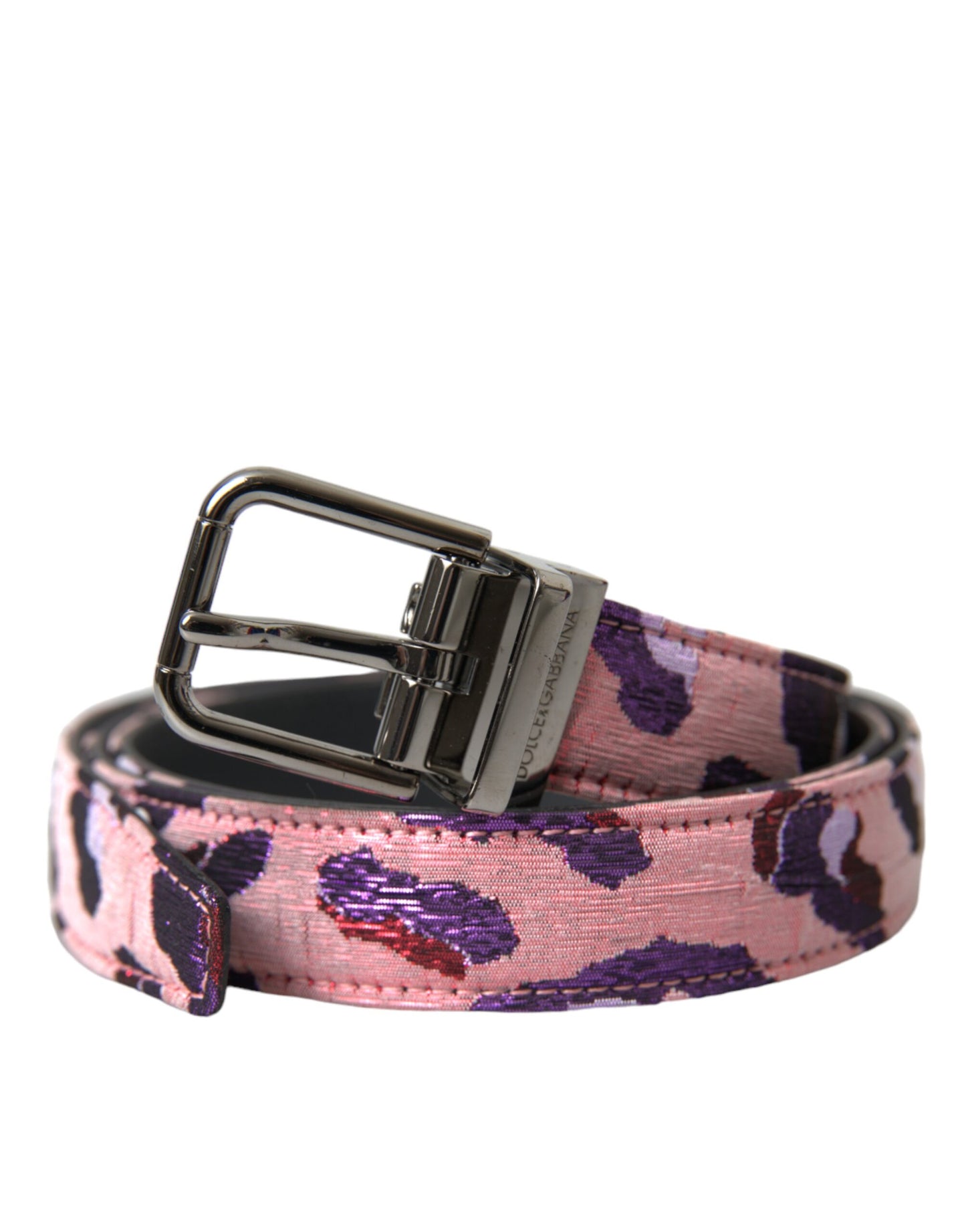 Dolce & Gabbana Multicolor Jacquard Leder Metallschnalle Gürtel