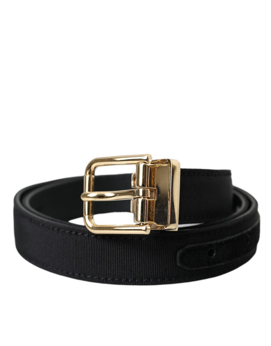 Dolce &amp; Gabbana Black Gros Grain Gold Metal Solkivyö miesten