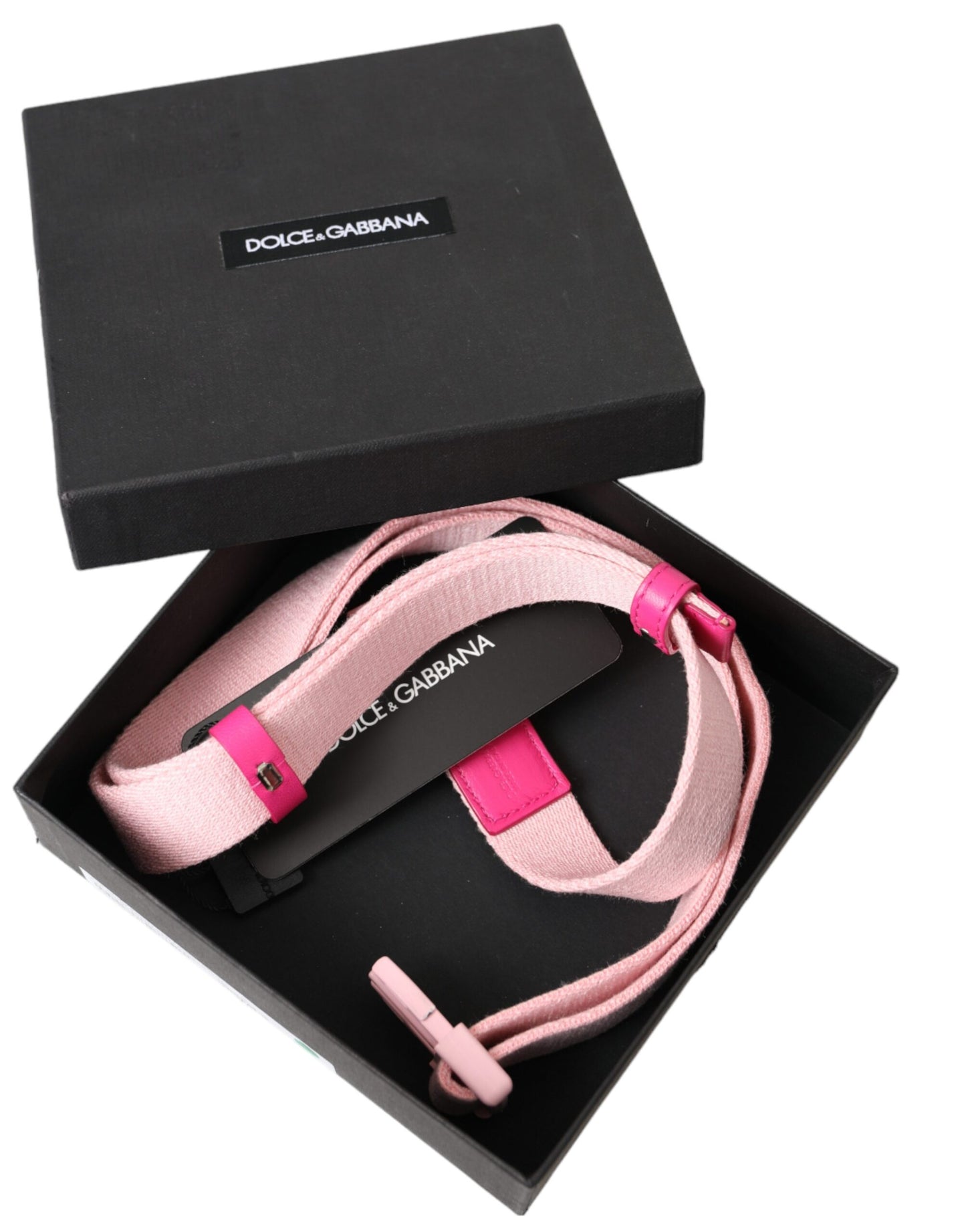 Dolce &amp; Gabbana Pink Canvas Stretch Plastic Buckle Women Belt