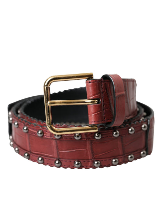 Dolce &amp; Gabbana Brown Alligator Leather Belt with Metal Buckle