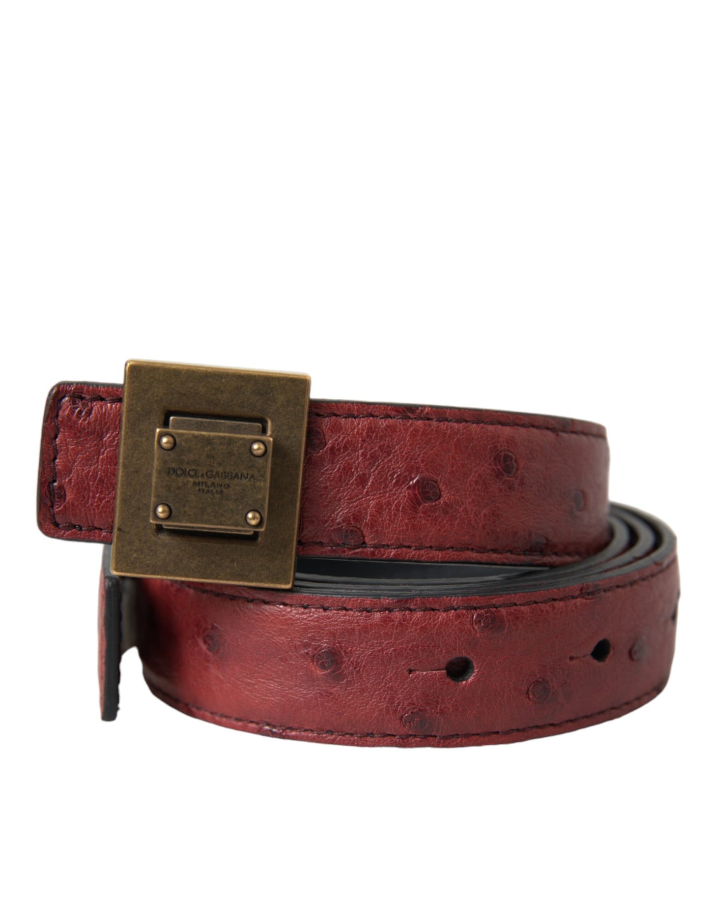 Dolce &amp; Gabbana Brown leather belt with square metal buckle