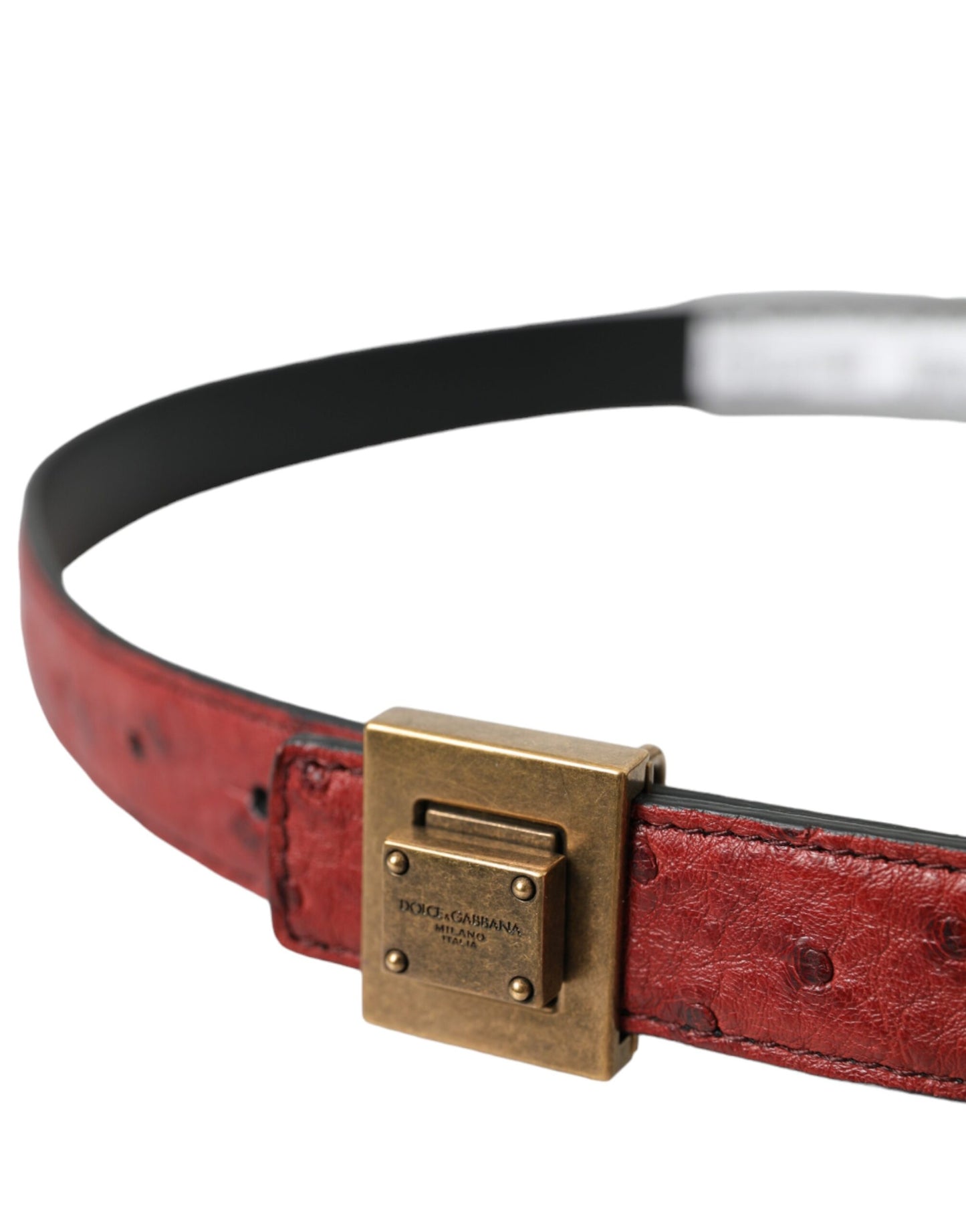 Dolce &amp; Gabbana Brown leather belt with square metal buckle