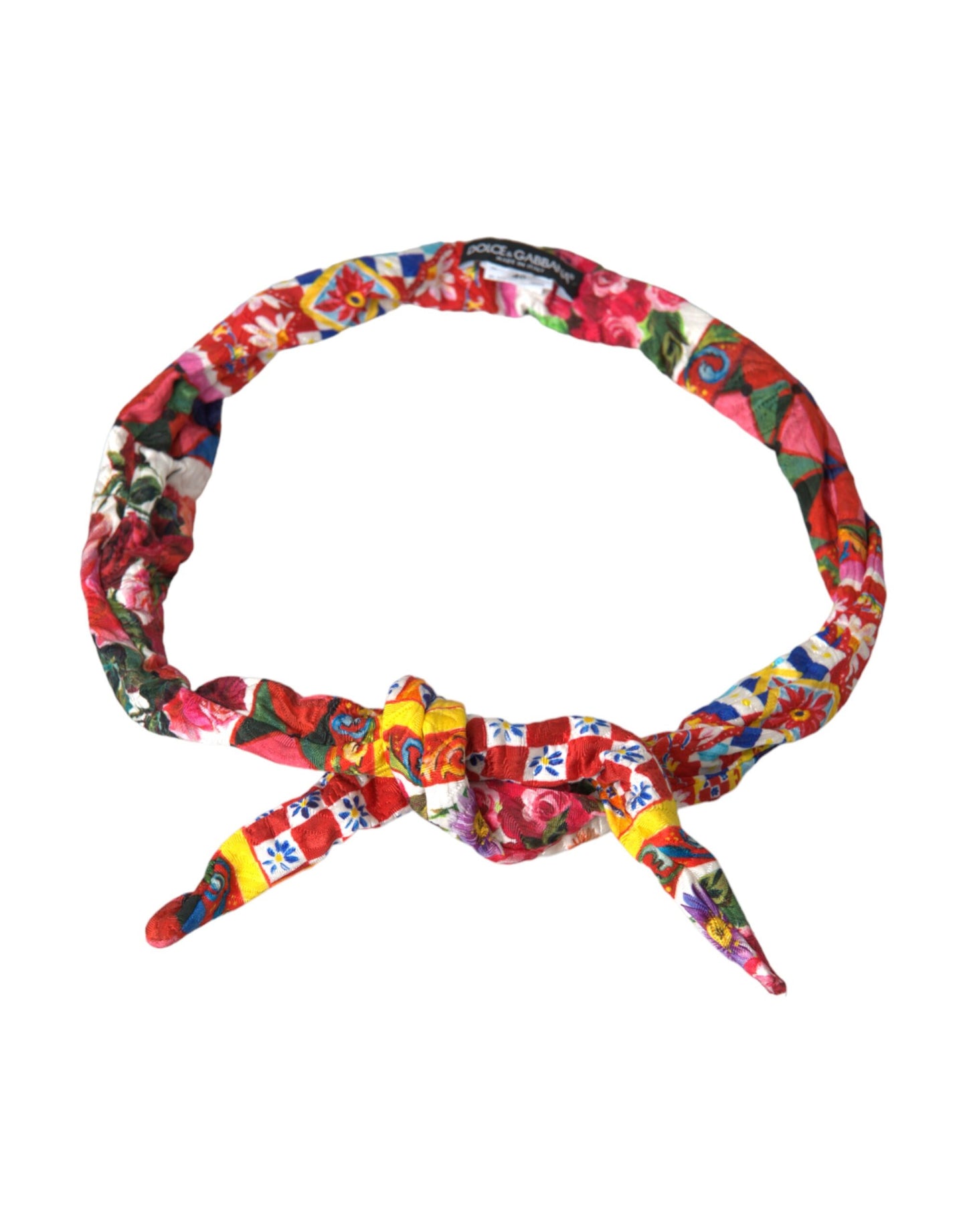 Dolce &amp; Gabbana Multicolor Carretto Print Waist Belt