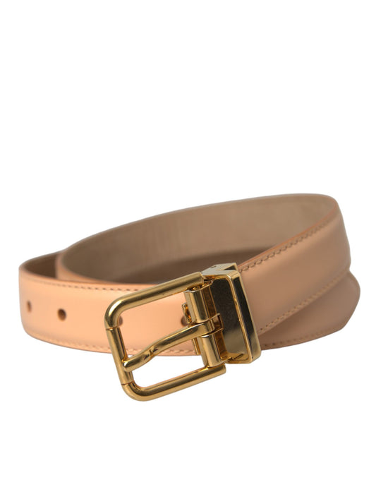 Dolce &amp; Gabbana beige calf leather belt with gold metal buckle