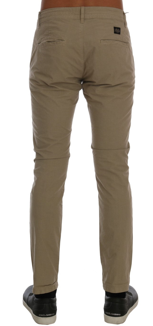 Daniele Alessandrini Beige Slim Fit Chinos für anspruchsvollen Stil