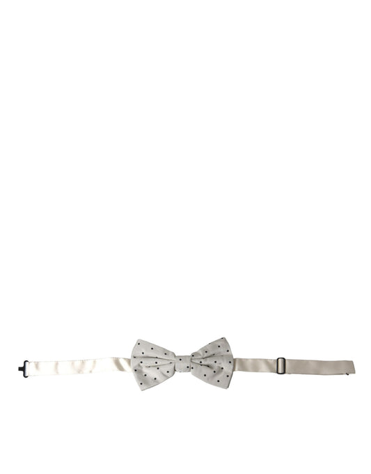 Dolce &amp; Gabbana White Black Polka Dot Polyester Bow Tie Men