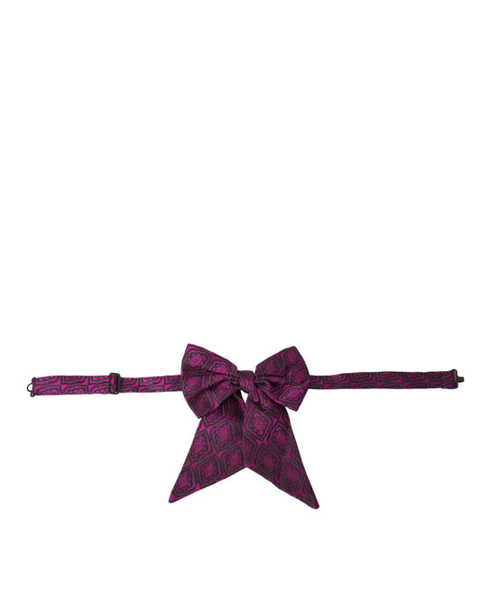 Dolce &amp; Gabbana Purple Bow Silk Säädettävä kaula miesten rusetti