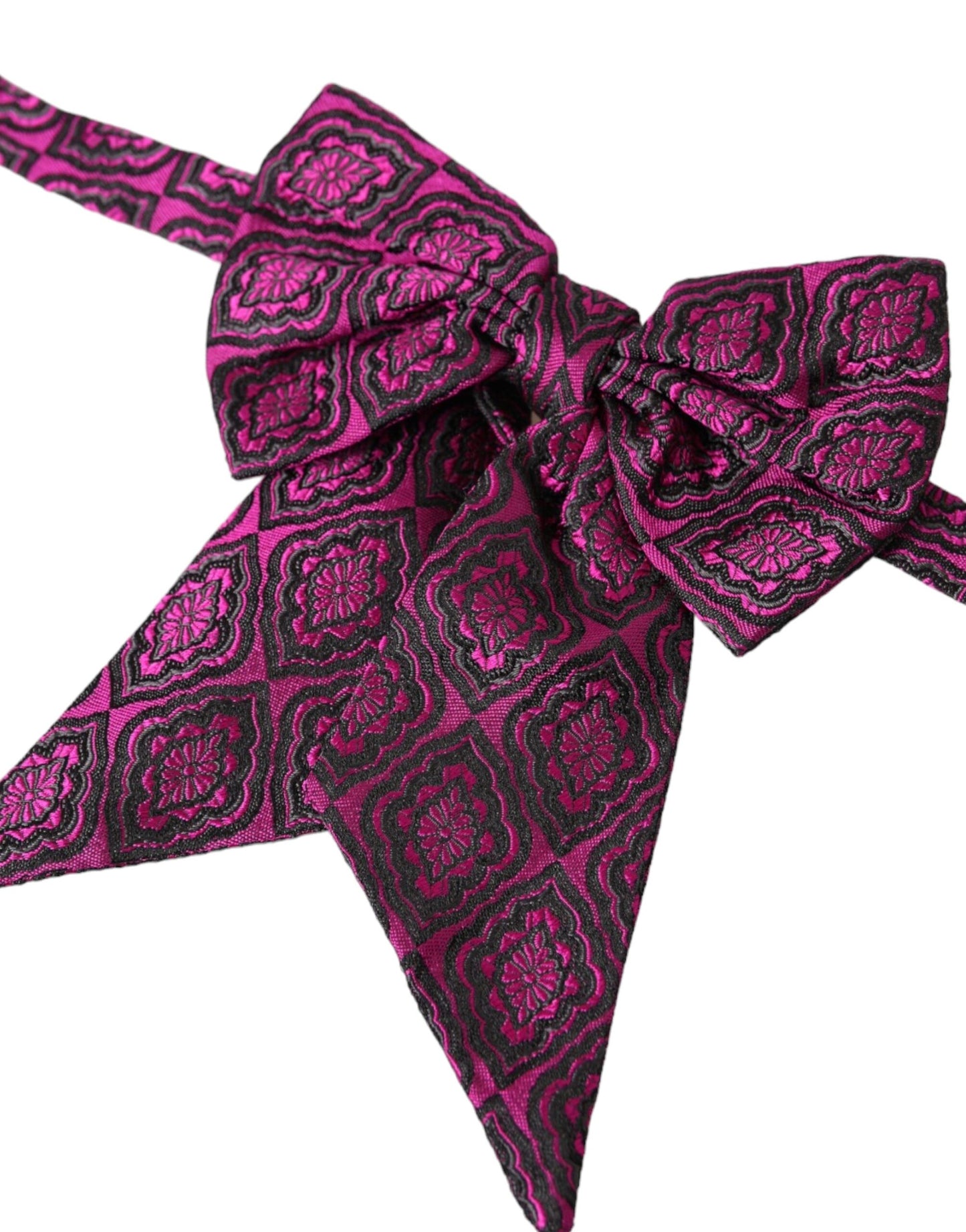 Dolce &amp; Gabbana Purple Bow Silk Adjustable Neck Men Bow Tie