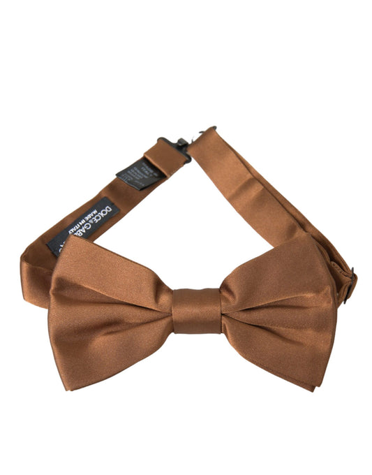 Dolce &amp; Gabbana Brown Silk Adjustable Neck Men Bow Tie