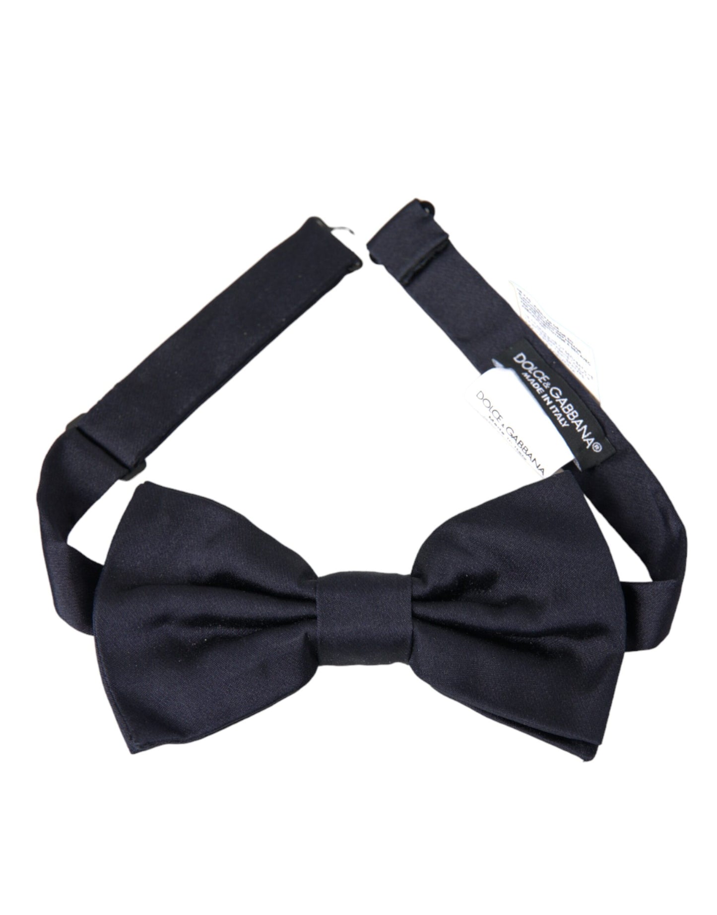 Dolce &amp; Gabbana Dark Blue Silk Adjustable Neck Men Bow Tie