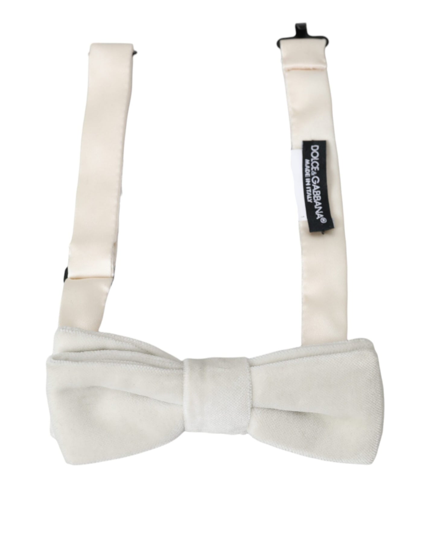 Dolce &amp; Gabbana White Suede Cotton Adjustable Neck Men Bow Tie