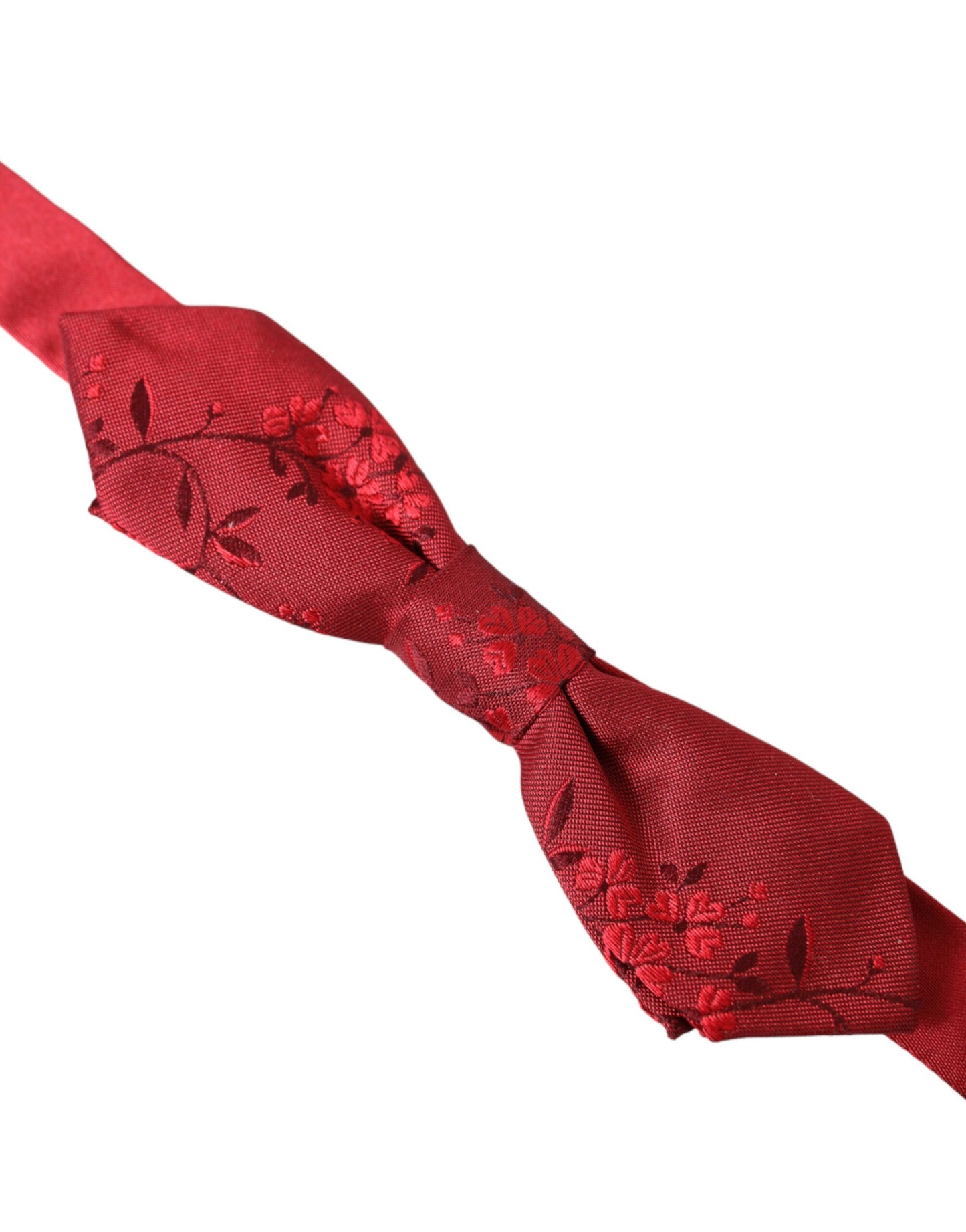 Dolce &amp; Gabbana Red Brocade Silk Adjustable Neck Men Bow Tie