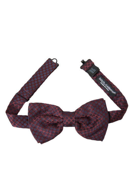 Dolce &amp; Gabbana Maroon Dotted Silk Bow Tie with Adjustable Neck