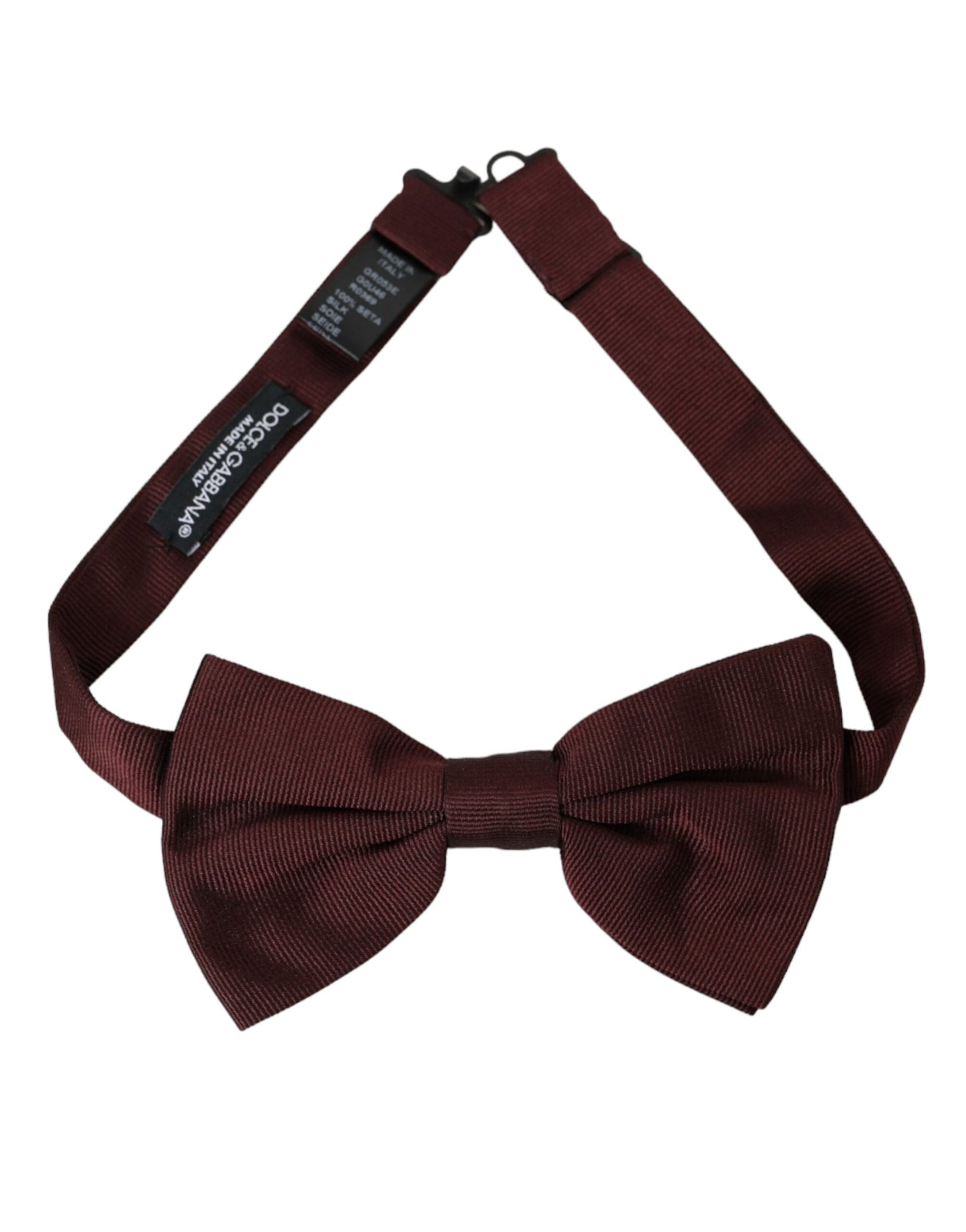 Dolce &amp; Gabbana Maroon Silk Adjustable Neck Men Bow Tie