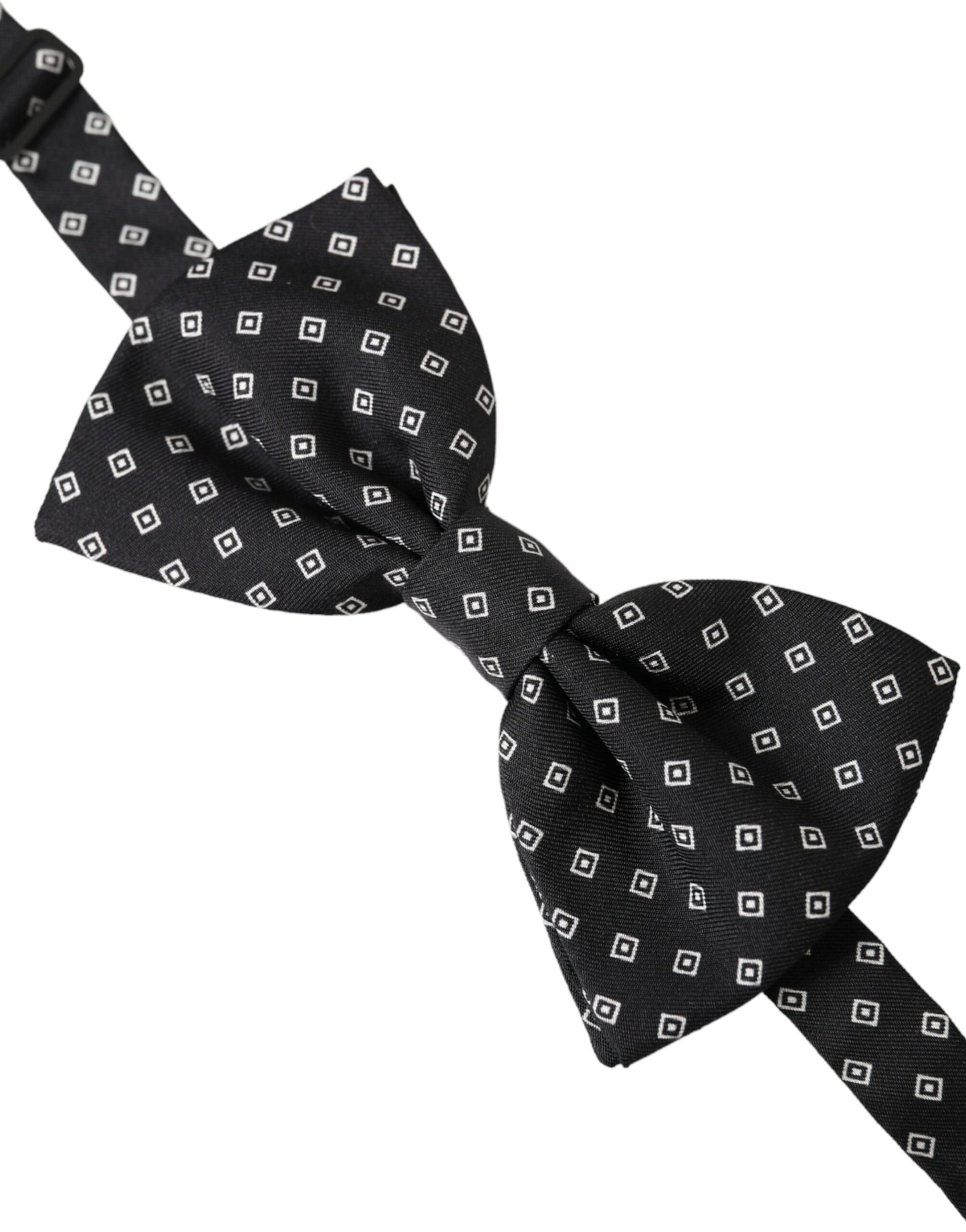 Dolce &amp; Gabbana Black Patterned Silk Bow Tie for Men with Adjustable Neck