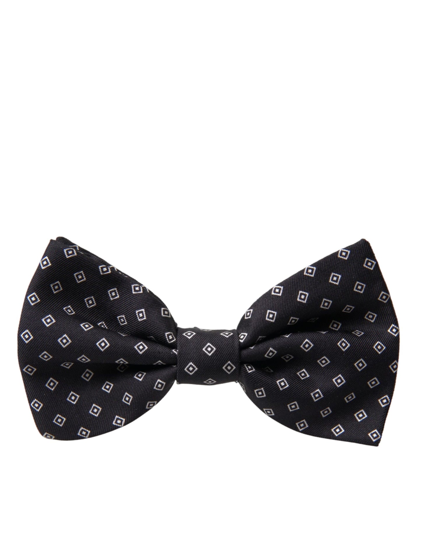 Dolce &amp; Gabbana Black Patterned Silk Bow Tie for Men with Adjustable Neck