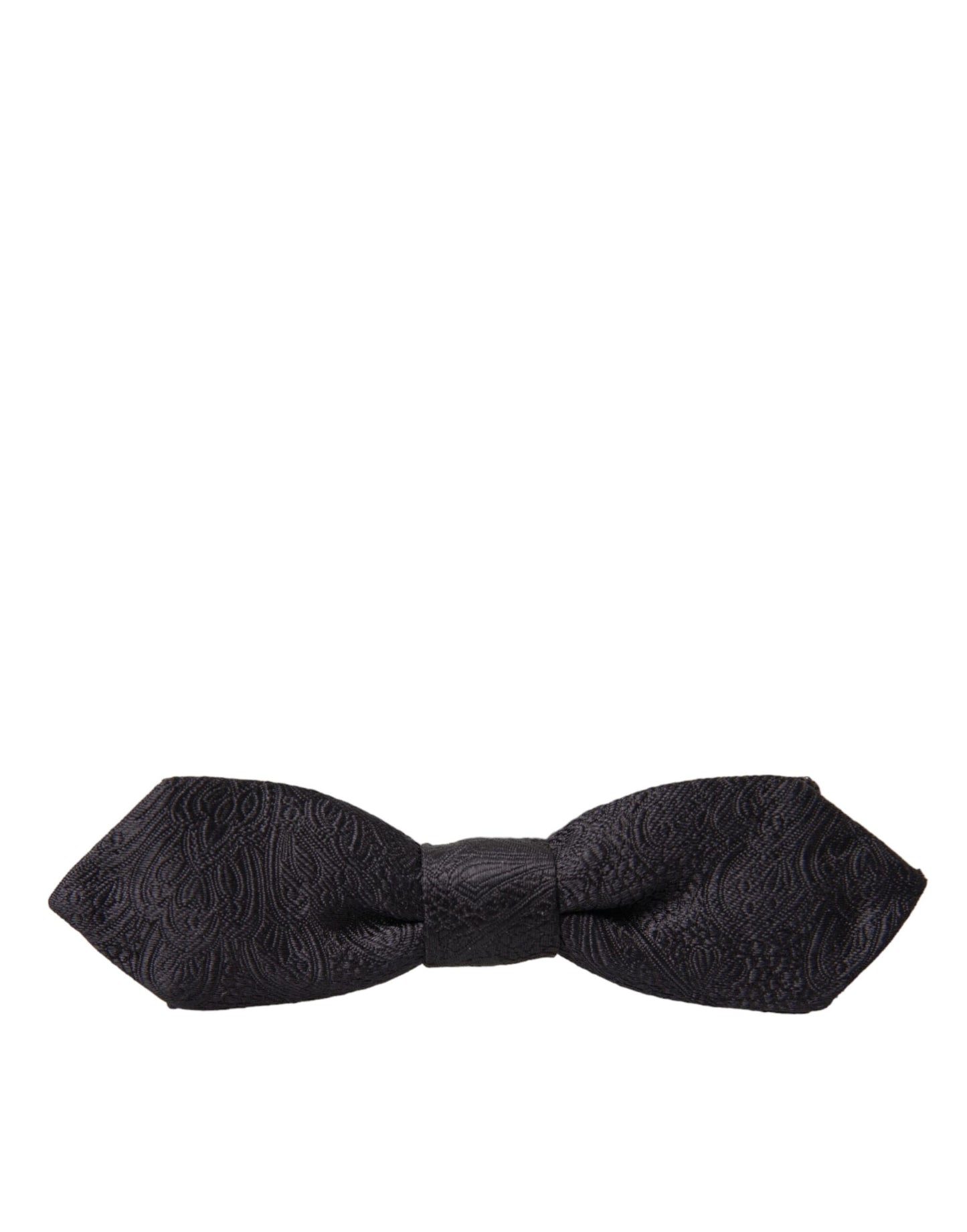 Dolce &amp; Gabbana Black Brocade Silk Bow Tie with Adjustable Neck