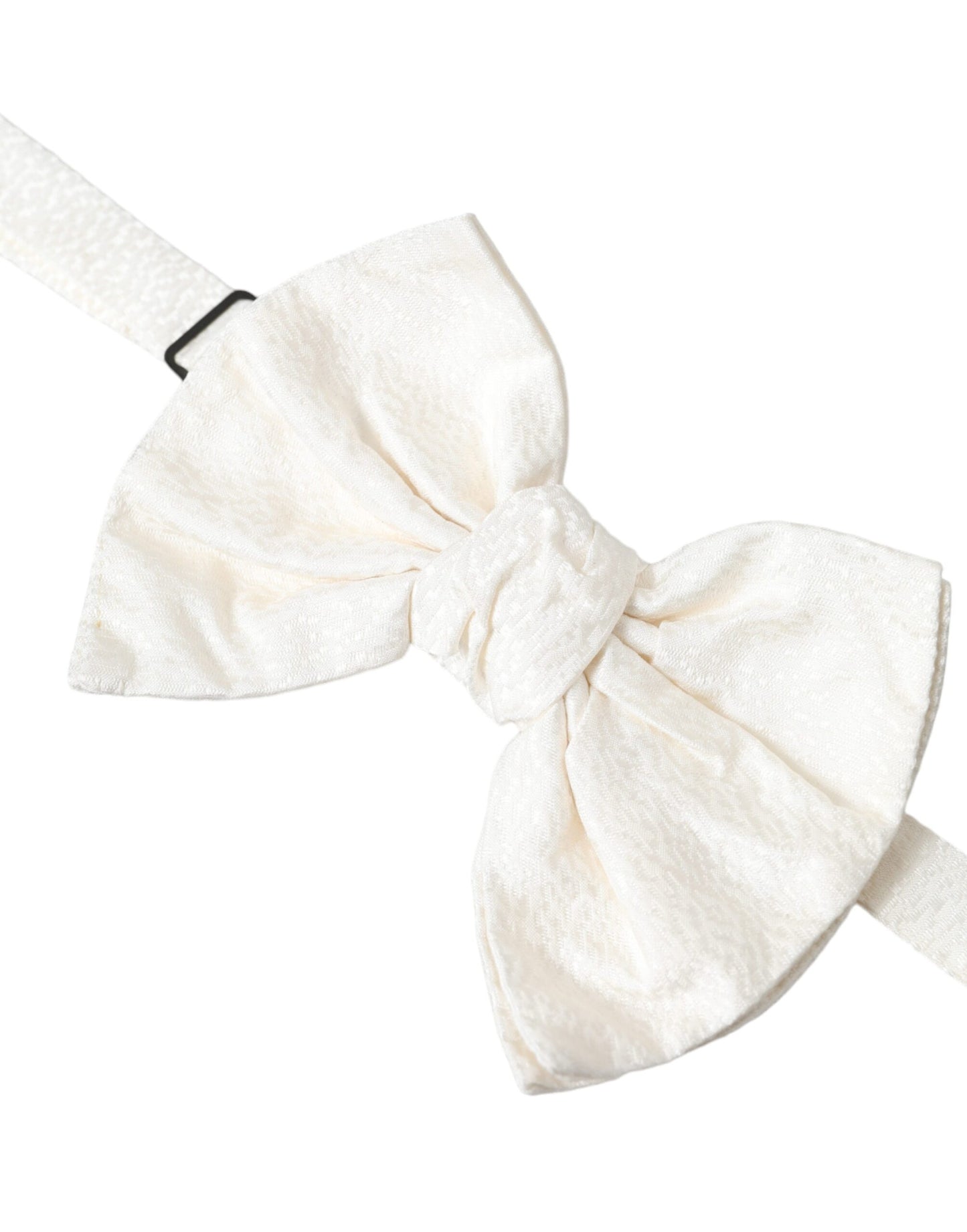 Dolce &amp; Gabbana White structured cotton bow tie with adjustable neck