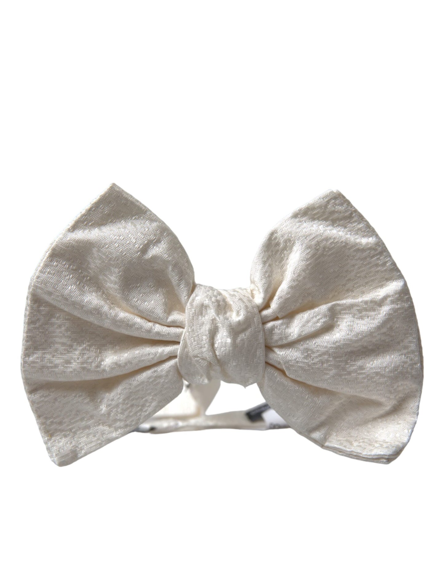 Dolce &amp; Gabbana White structured cotton bow tie with adjustable neck