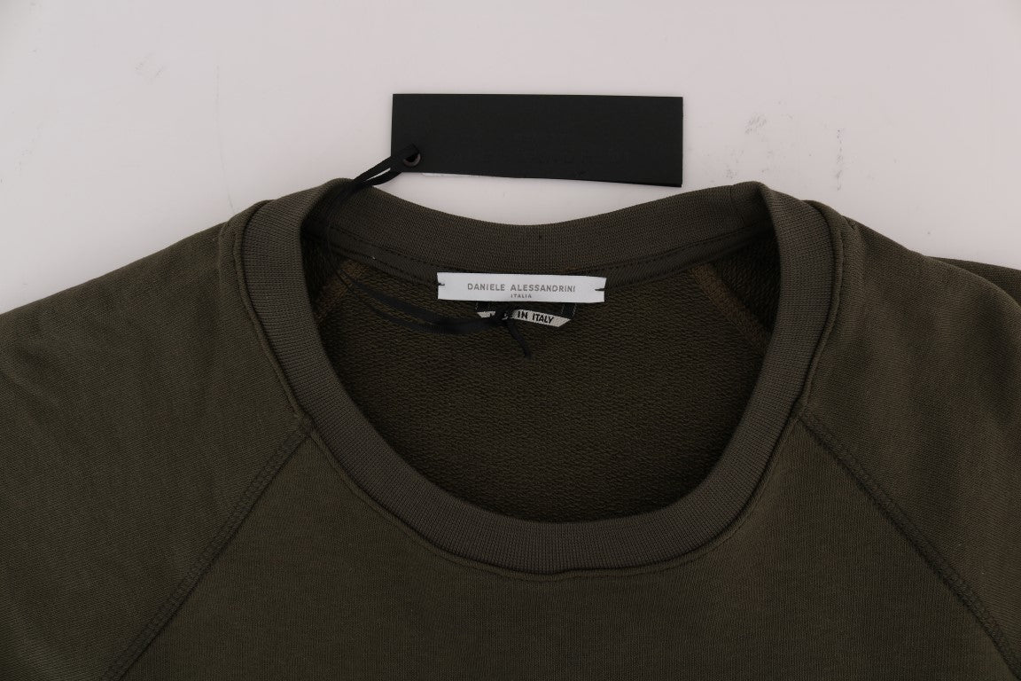 Daniele Alessandrini Beautiful green cotton sweater with round neck