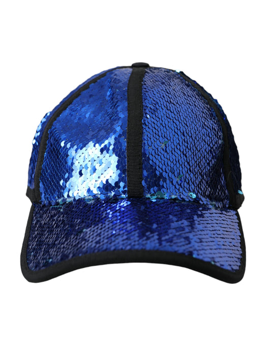 Dolce &amp; Gabbana Royal Blue Sequin Baseball Cap Men