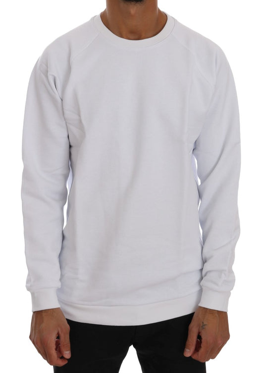 Daniele Alessandrini Elegant white cotton sweater with round neck