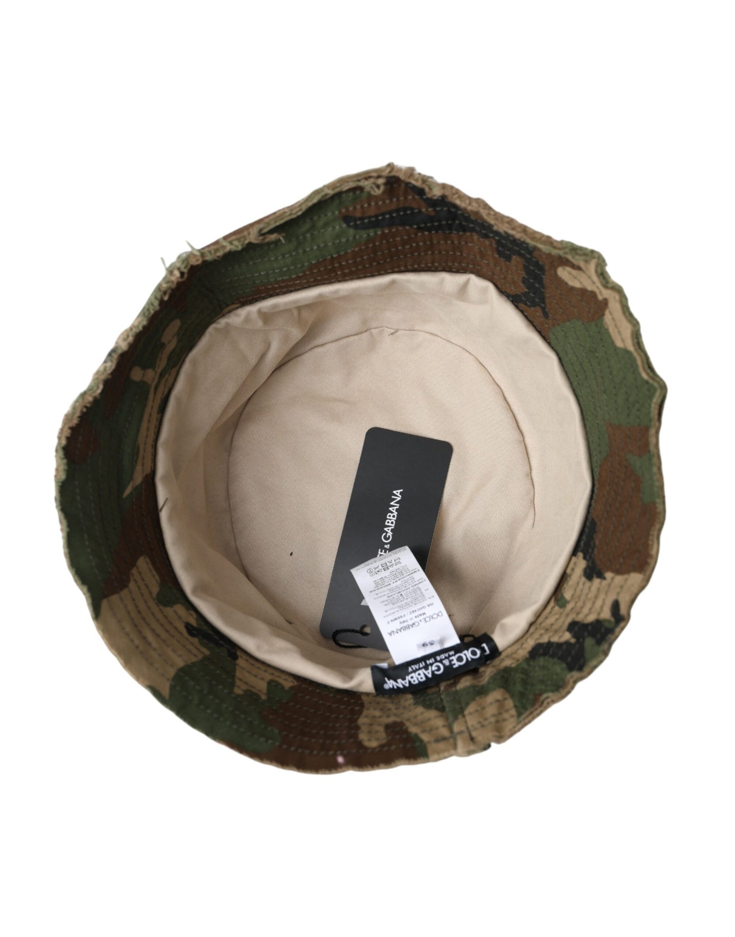 Dolce & Gabbana Grüner Camouflage Baumwolle Eimer Hut Männer