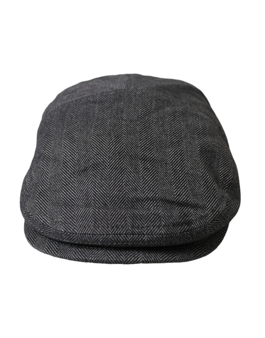 Dolce &amp; Gabbana Grey Herringbone Newsboy Hat Men