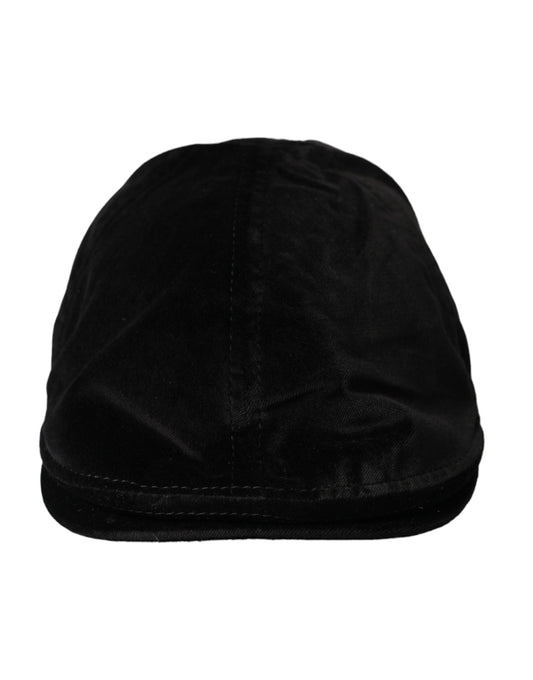 Dolce &amp; Gabbana Black Crown Cotton Newsboy Hat miesten