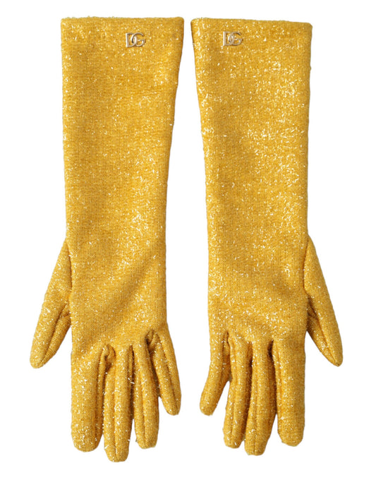 Dolce &amp; Gabbana Gold Lurex Fantasia Mid-Sleeve Gloves