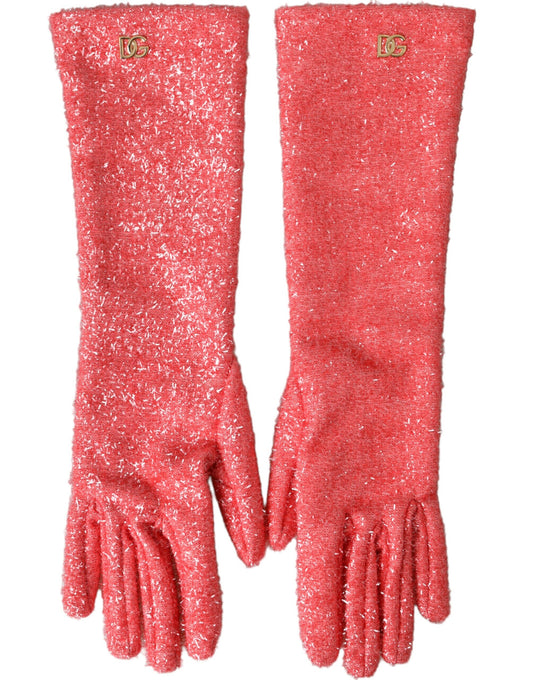 Dolce &amp; Gabbana Pink Lurex Fantasia Mid-Cuff Gloves