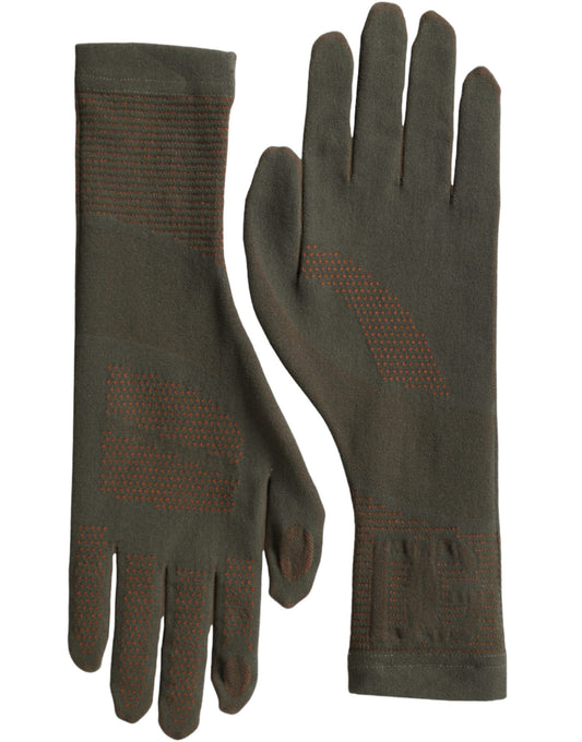 Dolce &amp; Gabbana Brown cotton stretch wrist length gloves