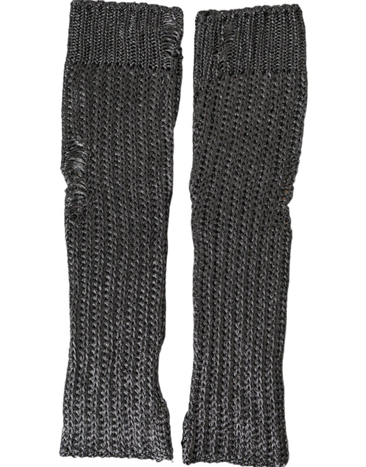 Dolce &amp; Gabbana Gray Viscose Knitted Fingerless Gloves