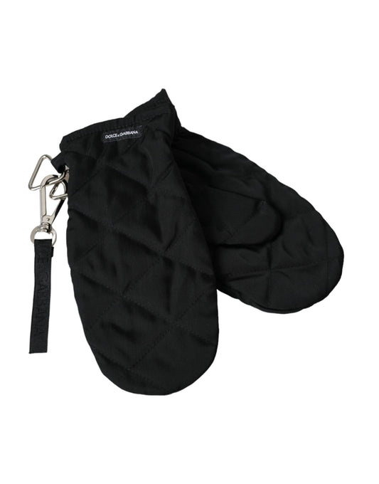 Dolce &amp; Gabbana Black Quilted Nylon Wrist Length Gloves