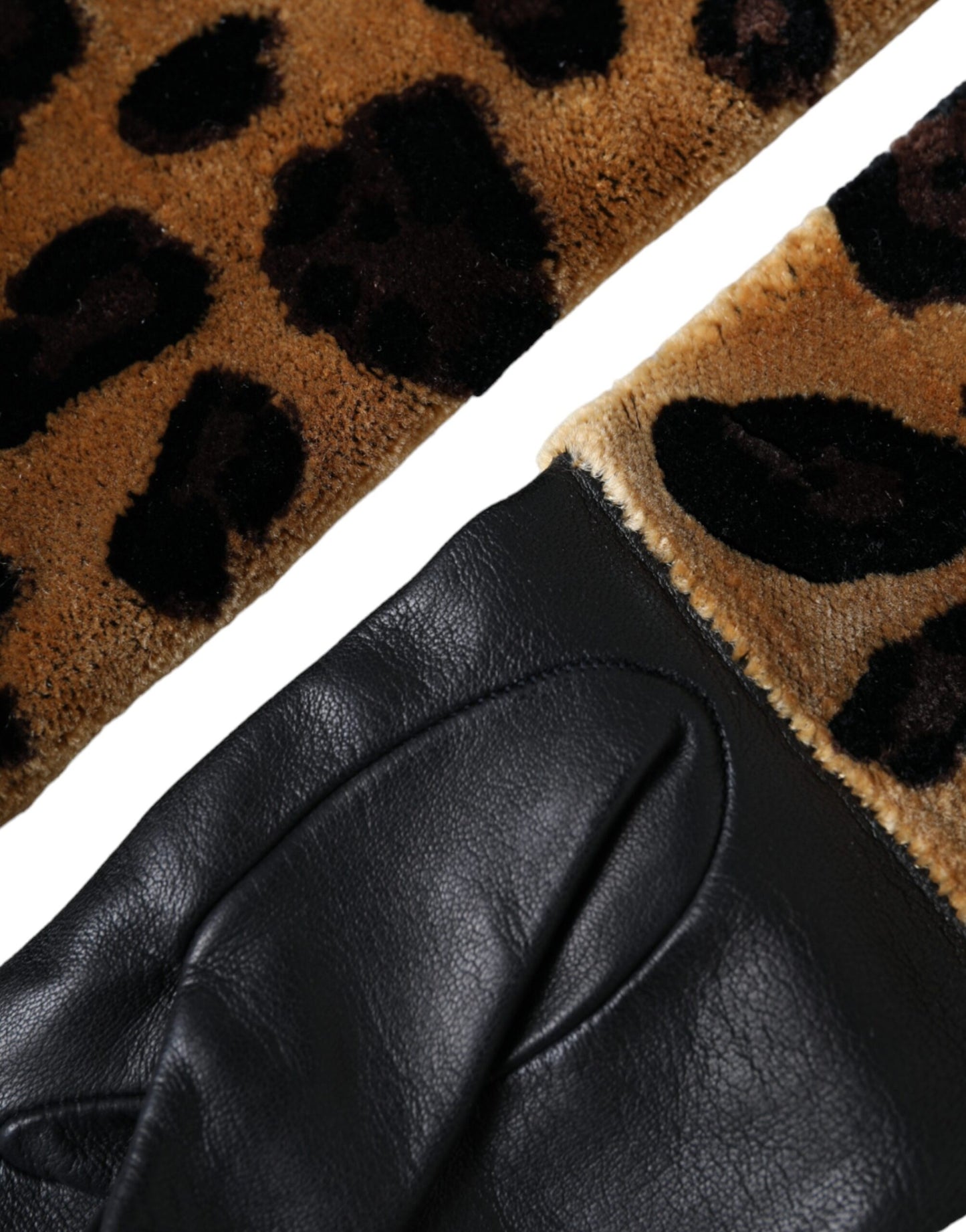 Dolce & Gabbana Braun Schwarz Leopard Leder Ellenbogenlange Handschuhe