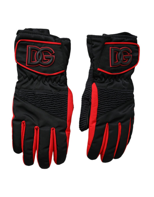 Dolce &amp; Gabbana Black and red nylon wrist-length gloves