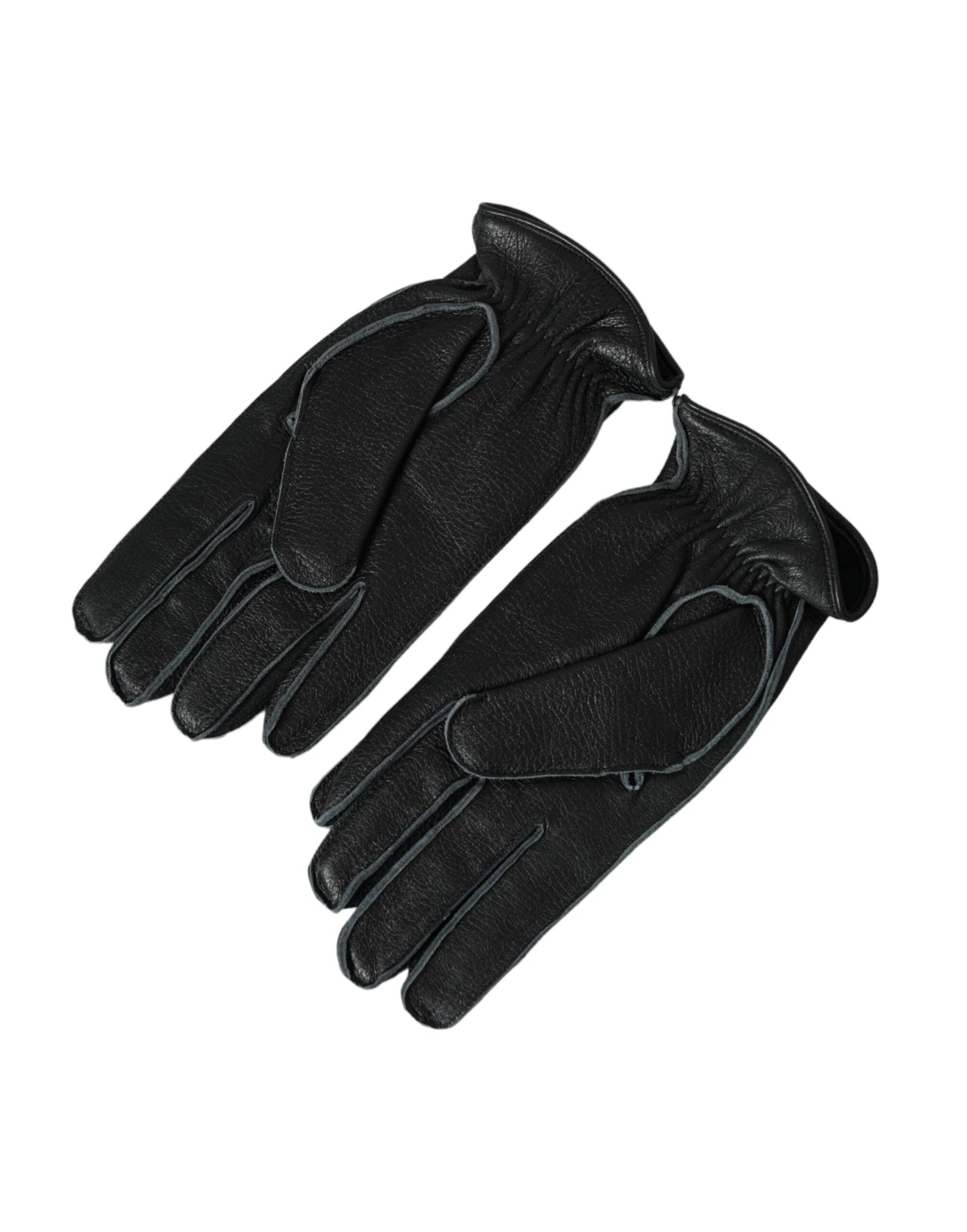 Dolce & Gabbana Schwarze Handschuhe aus Hirschleder in Handgelenklänge