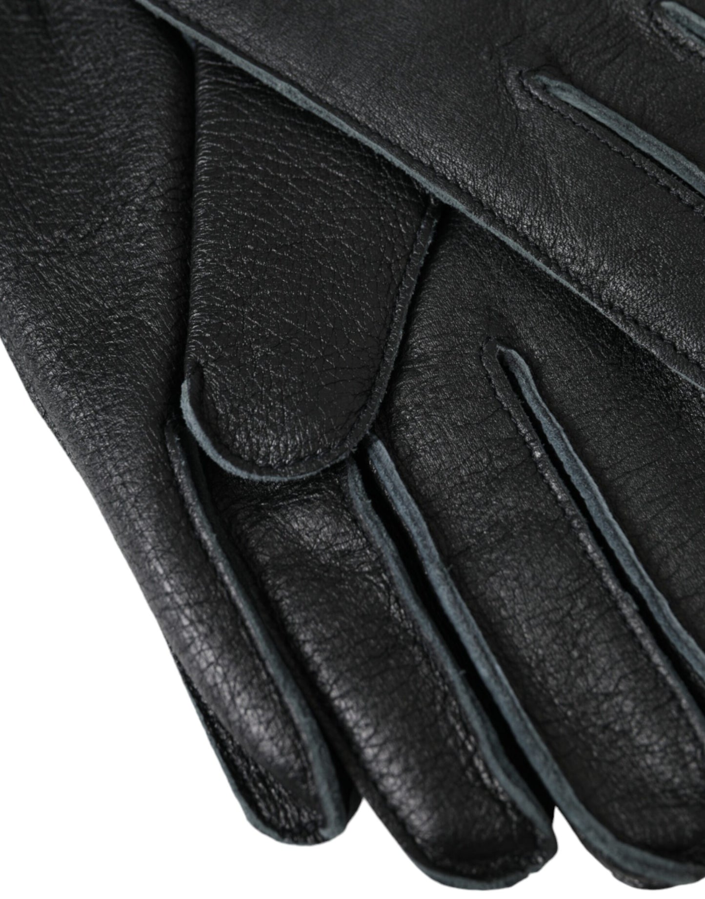 Dolce & Gabbana Schwarze Handschuhe aus Hirschleder in Handgelenklänge